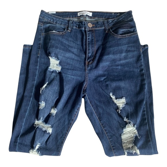 Women’s Almost Famous Ripped Skinny Jeans Ankle - Picture 2 of 13